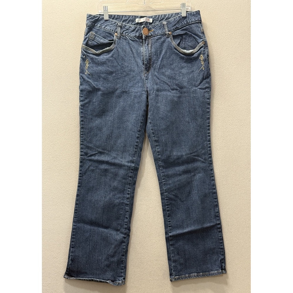 Vintage Bill Blass Jeans Women's Size 14 Stretch Blue Embroidered Y2K 90s Denim